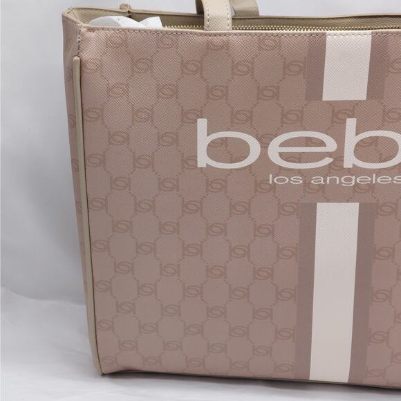 Bebe Womens Large Tote Bag Logo Print Shoulder Bag Work Travel Purse NWOT - Picture 5 of 10